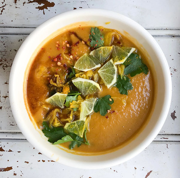 Sweet Potato & Chickpea Soup with Turmeric Ferment